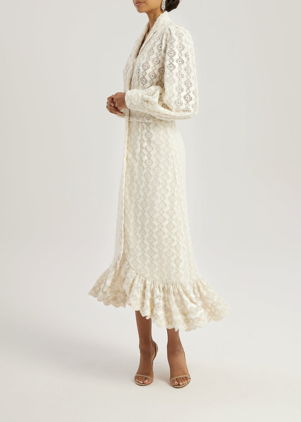 Serene Scallop Lace Knit Dress | Cream