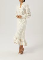 Serene Scallop Lace Knit Dress | Cream