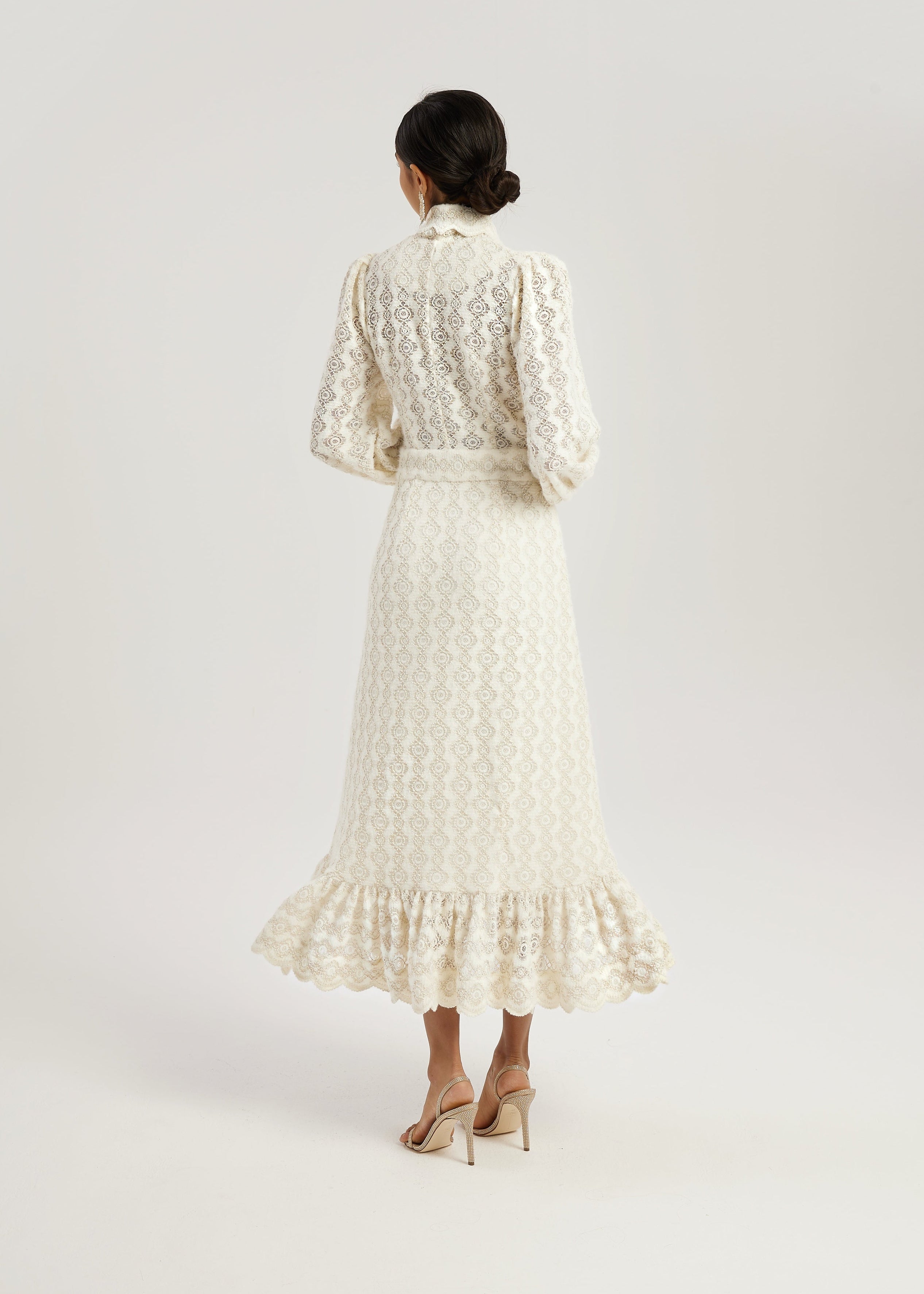 Serene Scallop Lace Knit Dress | Cream
