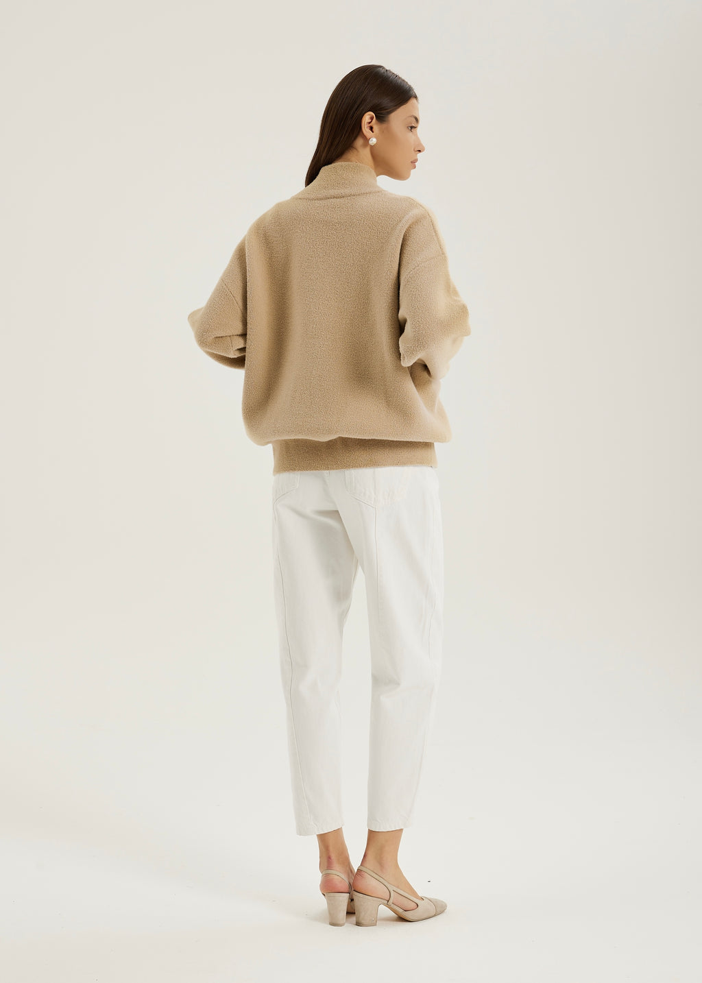 Sharla Pearl Button Plush Cardigan | Latte