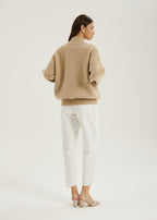 Sharla Pearl Button Plush Cardigan | Latte