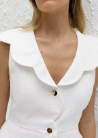 Sharna Scallop Denim Dress | White Denim