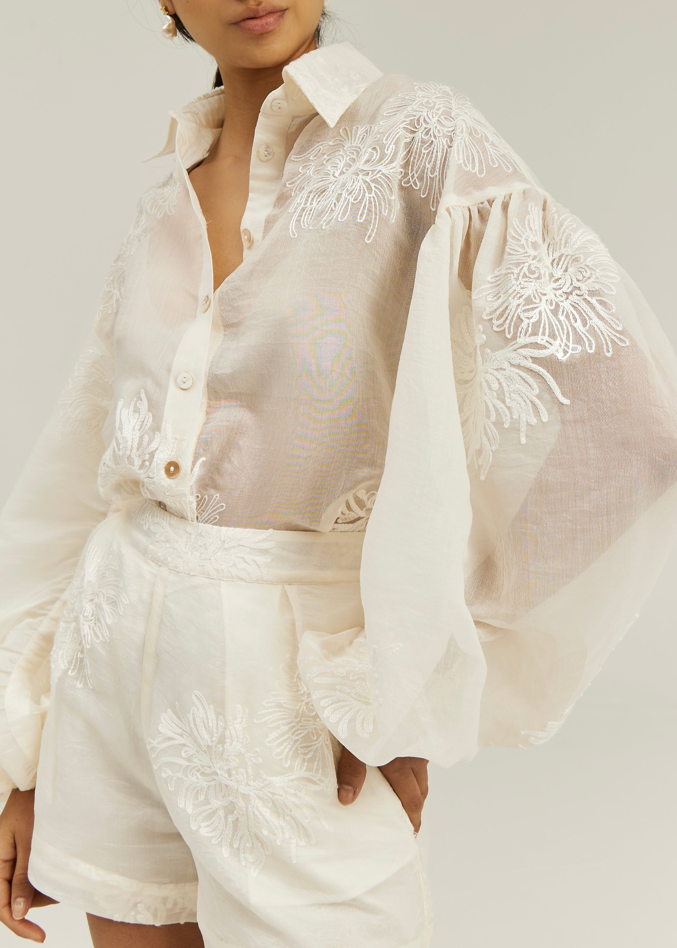 Sophia Embroidered Shirt | Vanilla