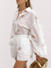 Avia Embroidered Cotton Shorts | White