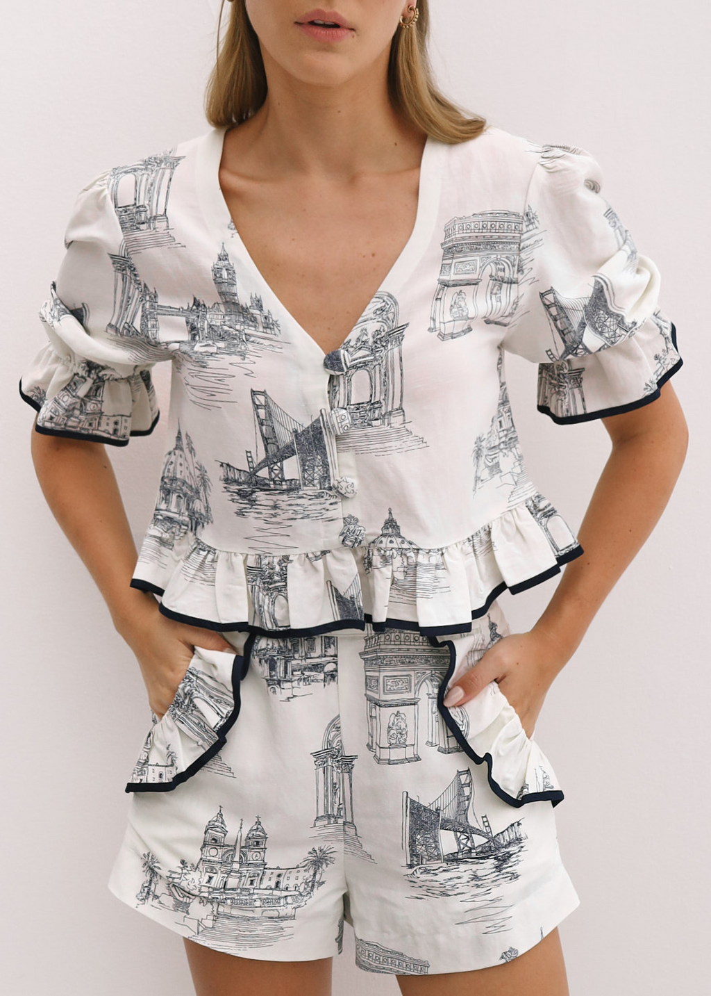 Alice City Print Blouse | White