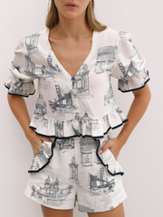 Alice City Print Blouse | White