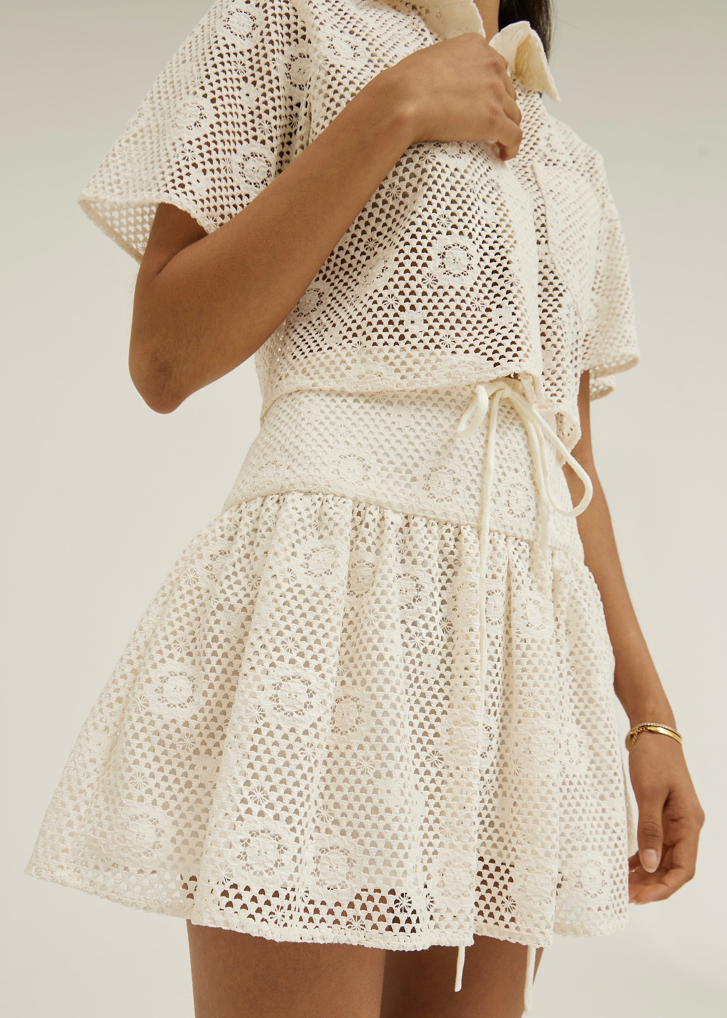 Ulani Lace Crochet Style Resort Skort | Vanilla