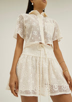 Ulani Lace Crochet Style Resort Skort | Vanilla