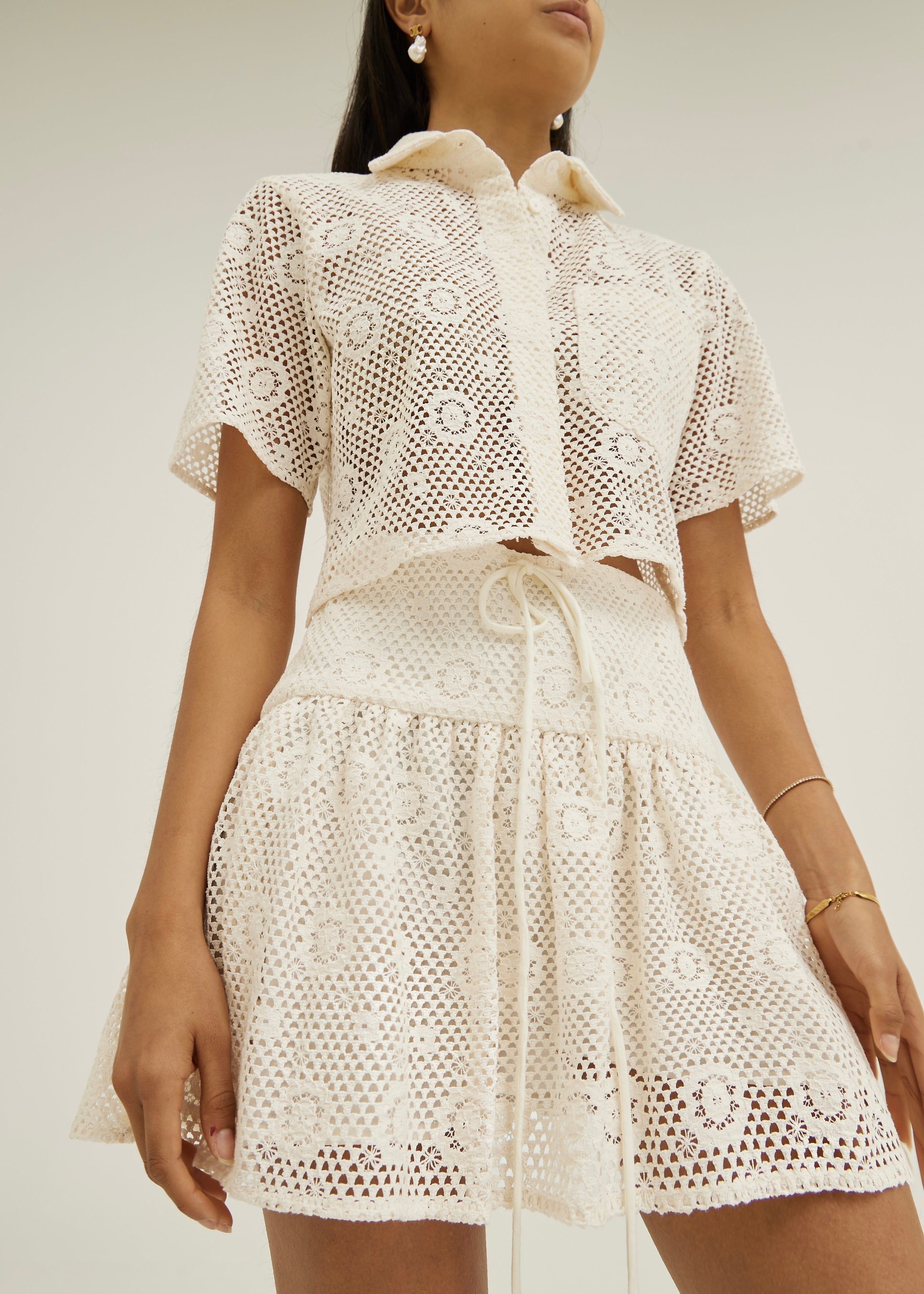 Ulani Lace Crochet Style Resort Skort | Vanilla