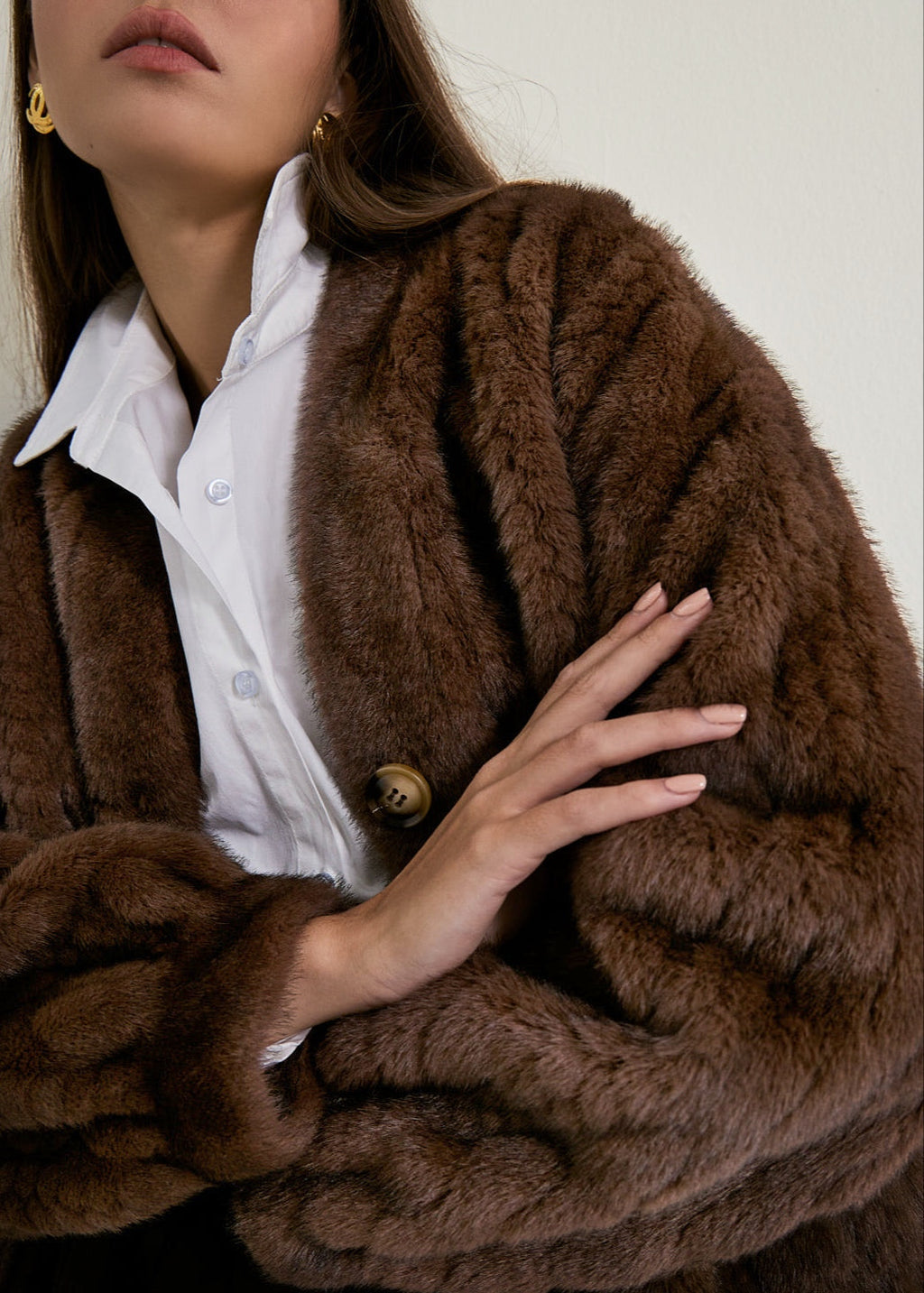 Vail Chic Fur Cardigan Coat | Espresso