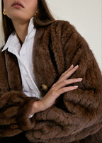 Vail Chic Fur Cardigan Coat | Espresso
