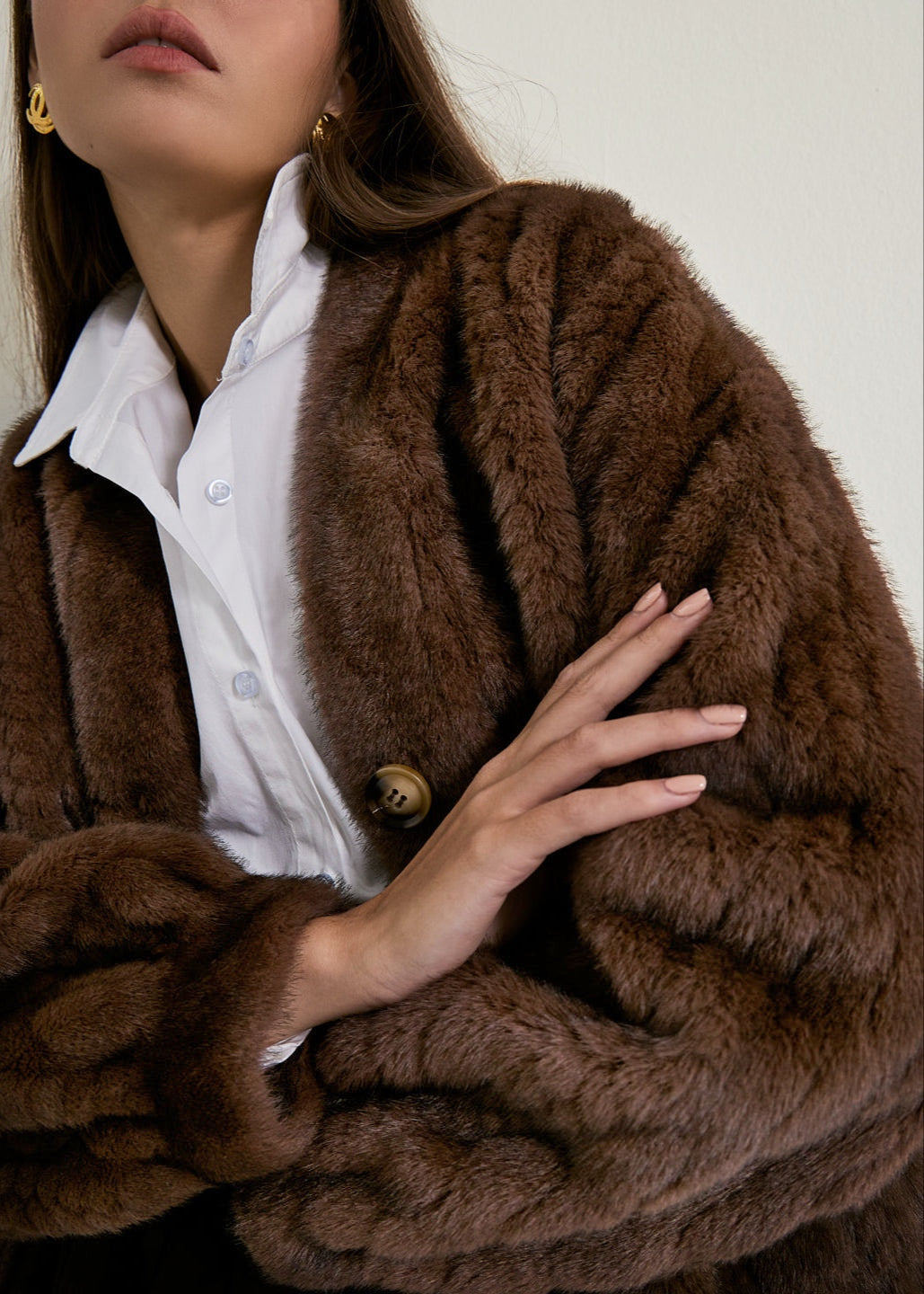 Vail Chic Fur Cardigan Coat | Espresso