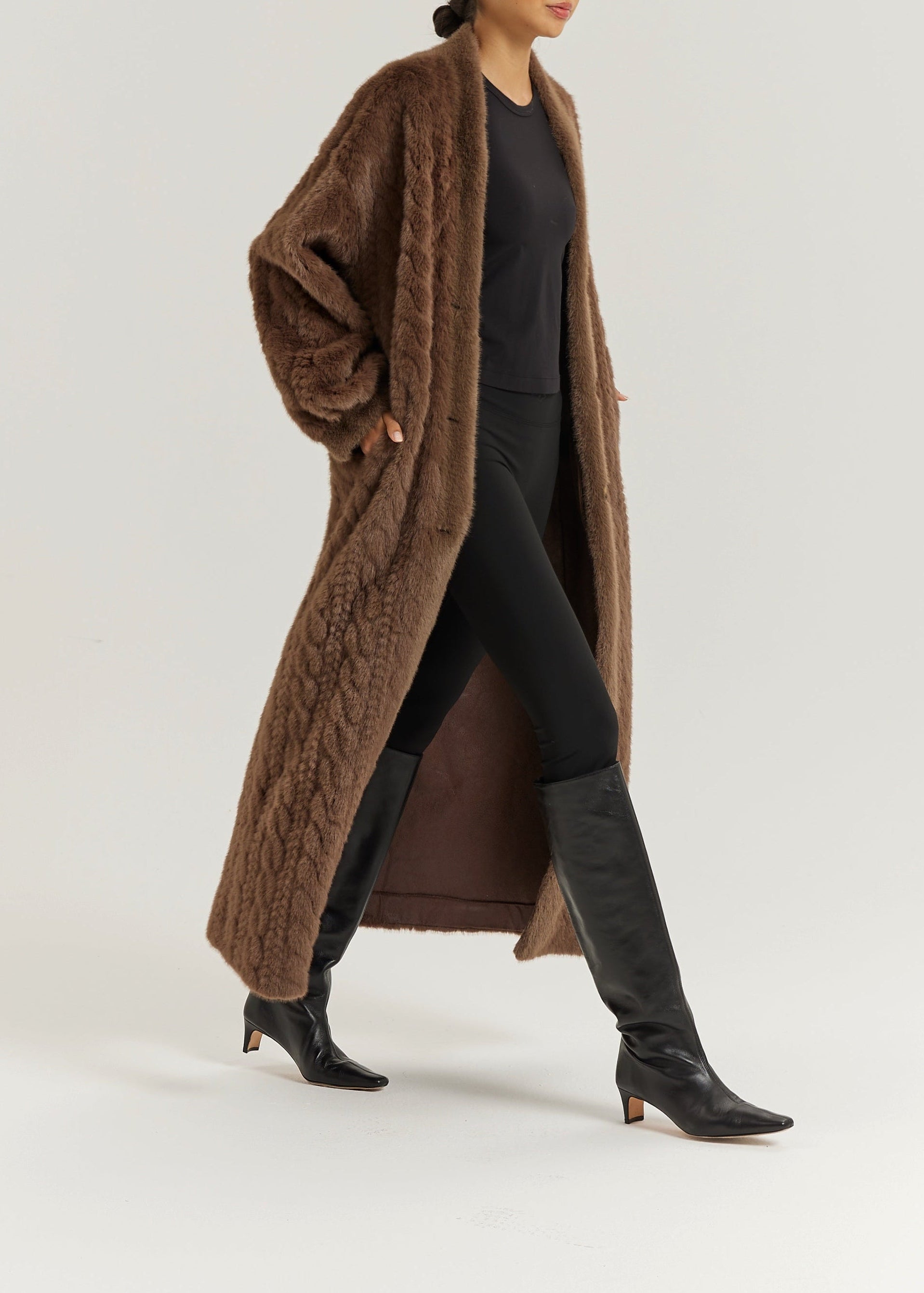 Vail Cable Cardigan Coat | Espresso