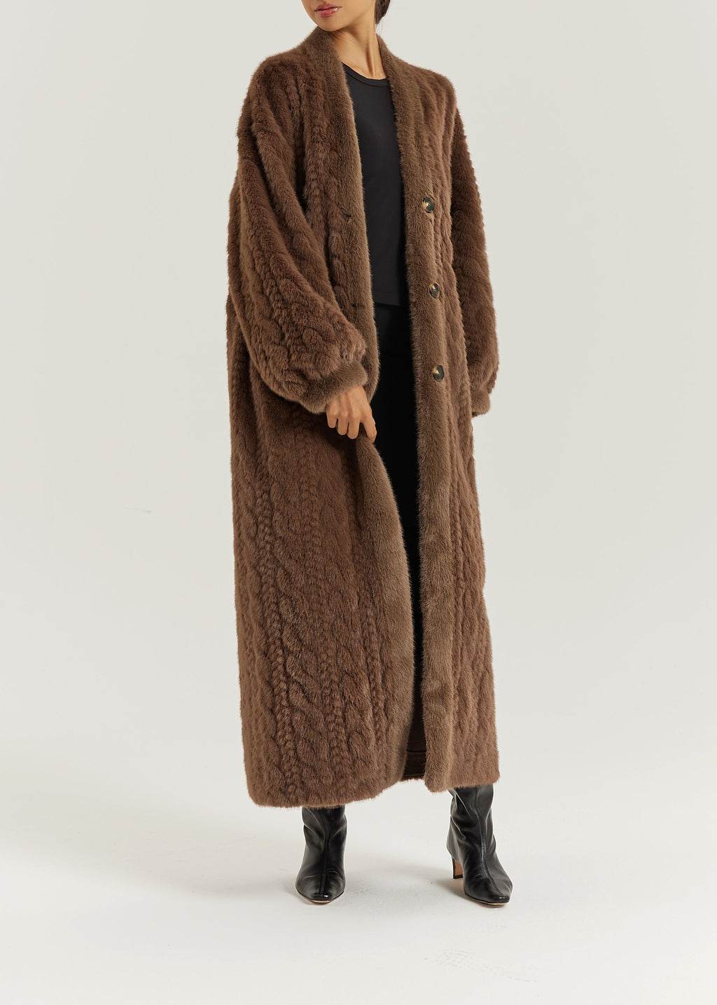 Vail Cable Cardigan Coat | Espresso