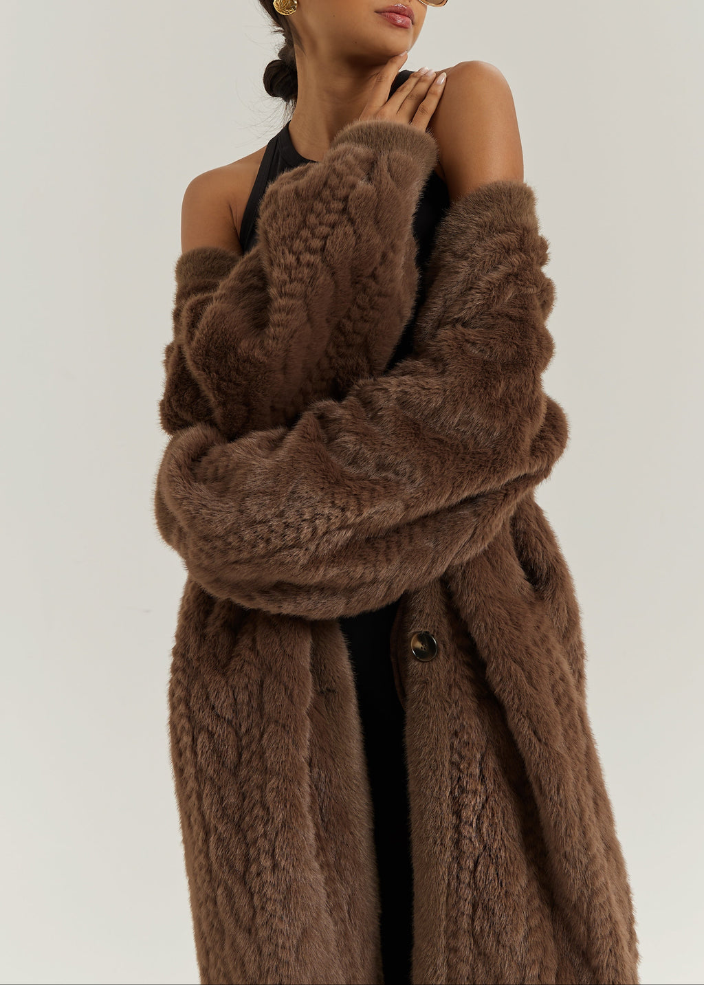 Vail Cable Cardigan Coat | Espresso