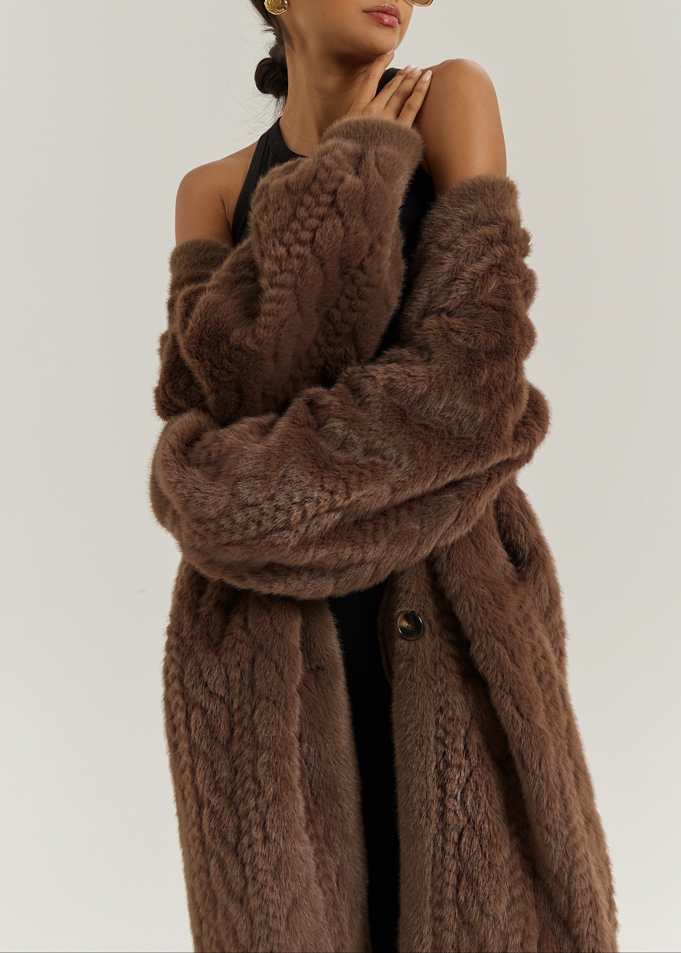 Vail Cable Cardigan Coat | Espresso