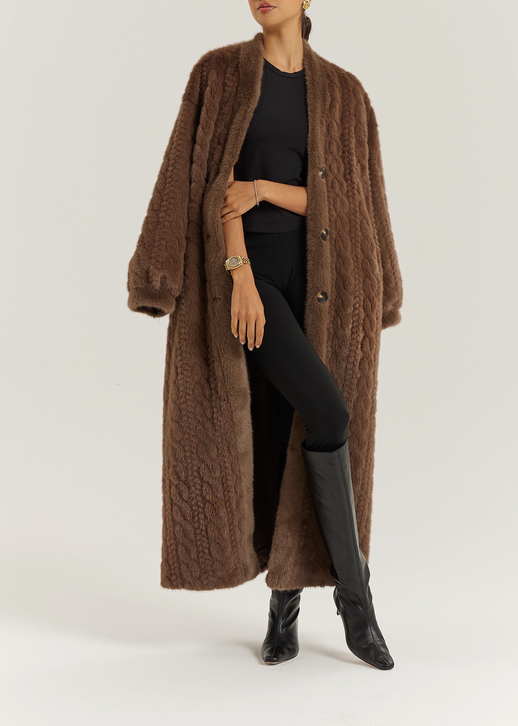 Vail Cable Cardigan Coat | Espresso – VITA GRACE
