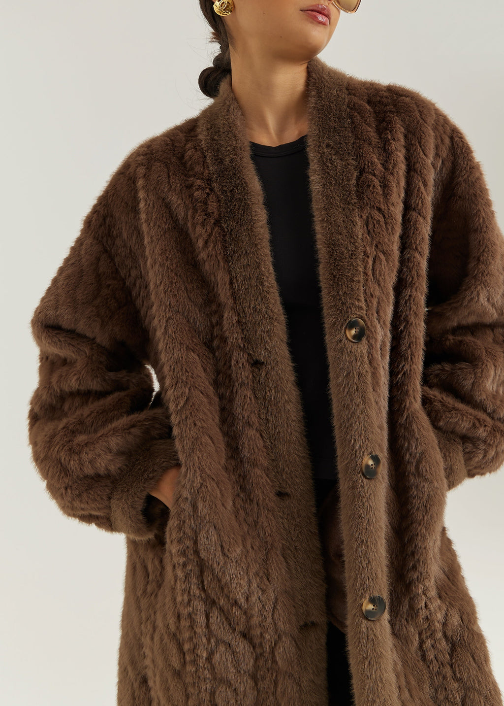 Vail Cable Cardigan Coat | Espresso