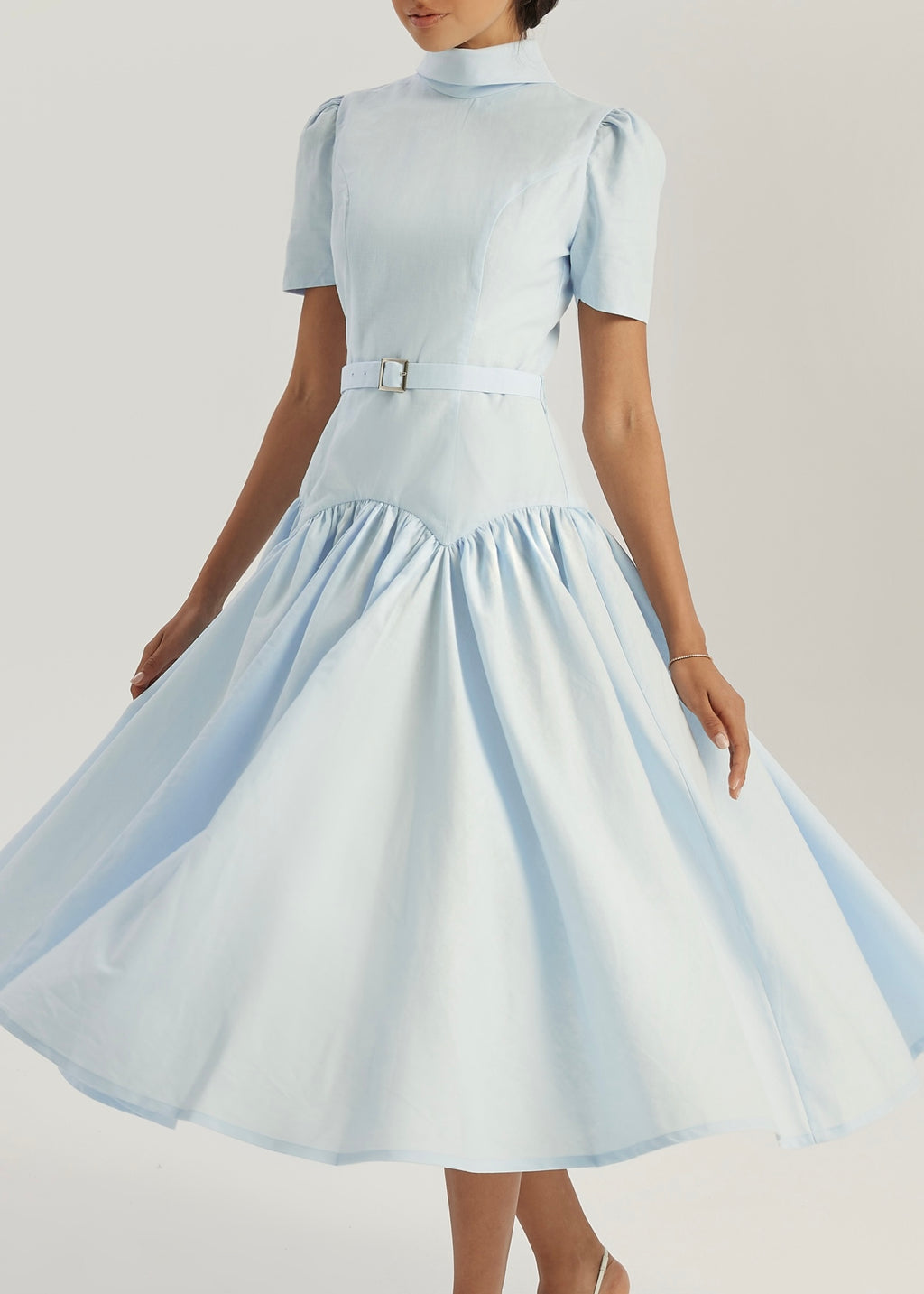 Vikarla Linen Day Dress | Pastel Blue