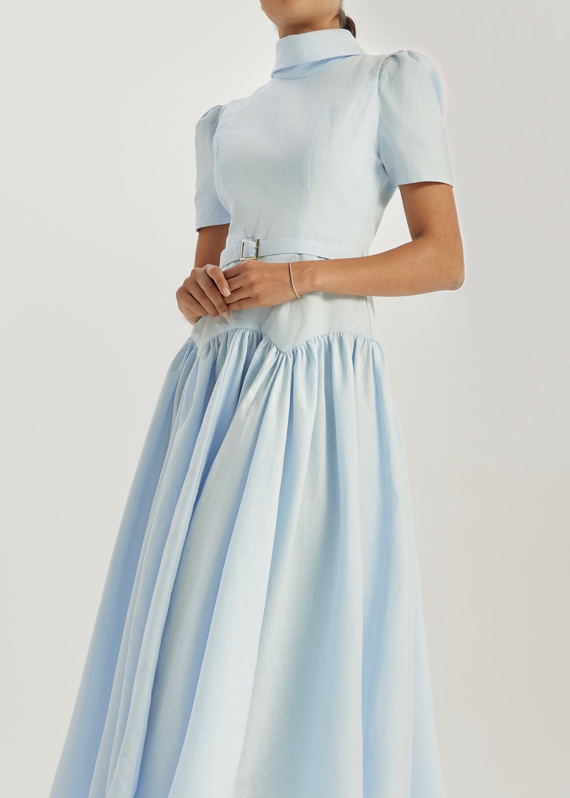 Vikarla Linen Day Dress | Pastel Blue