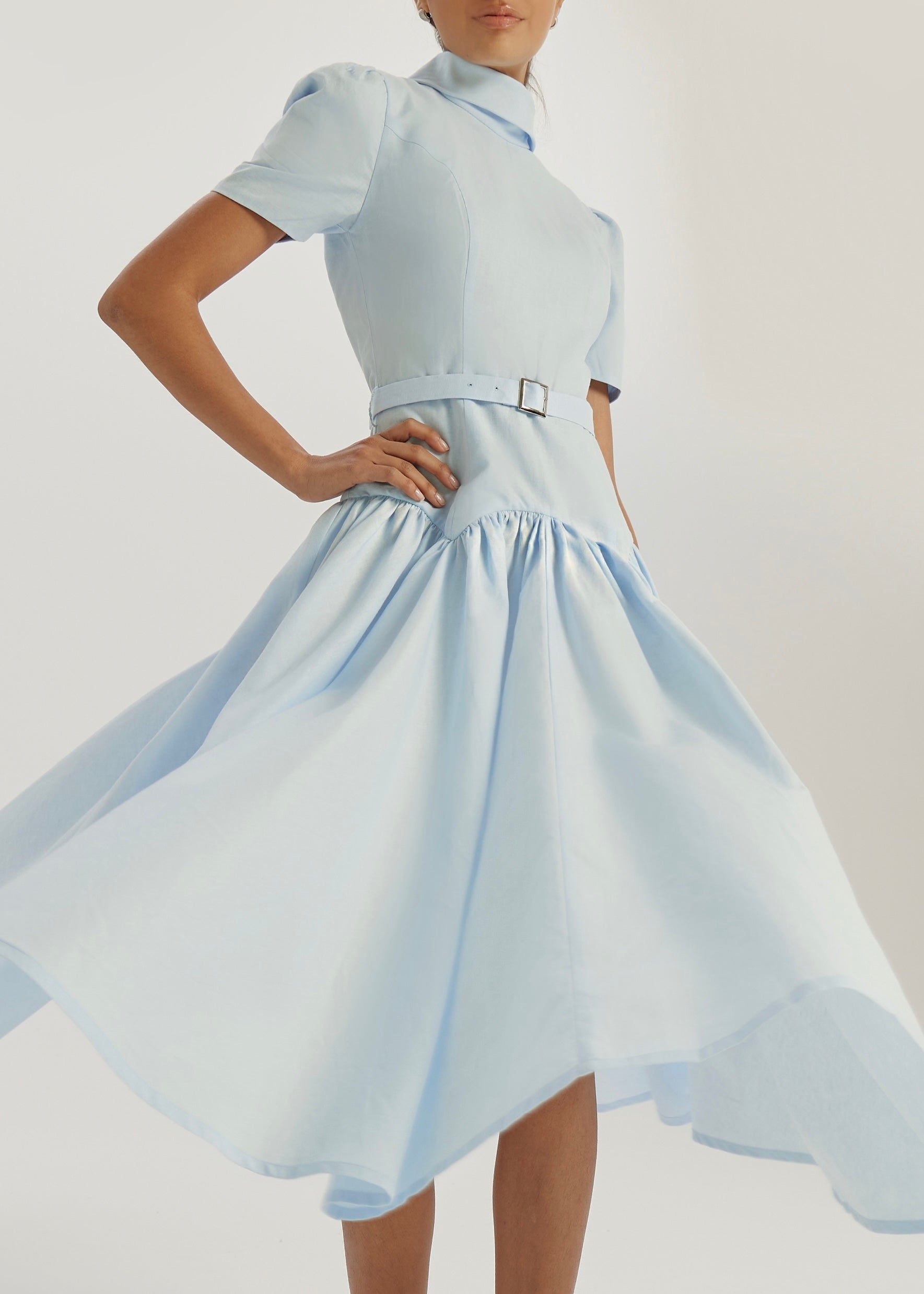 Vikarla Linen Day Dress | Pastel Blue