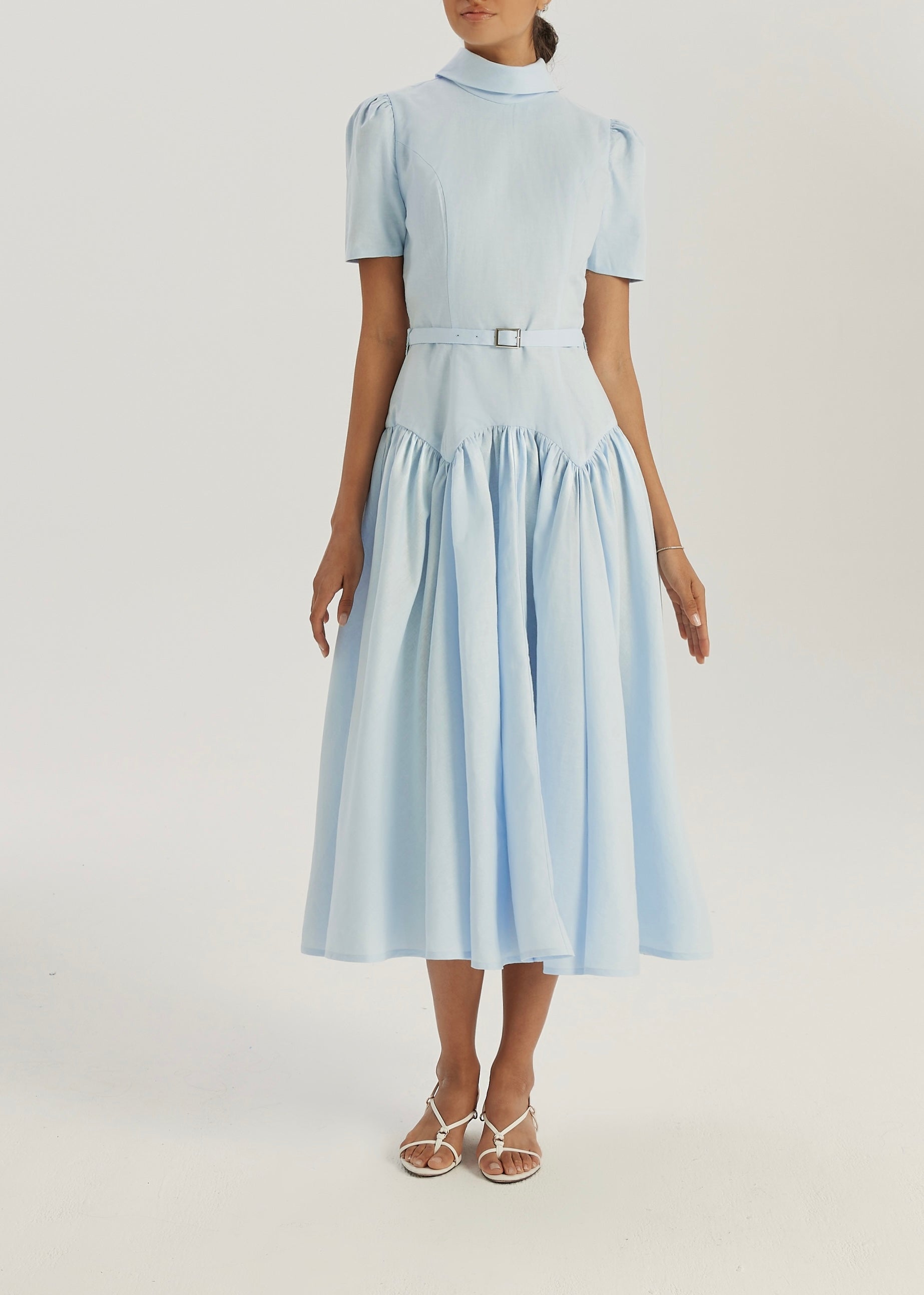 Vikarla Linen Day Dress | Pastel Blue