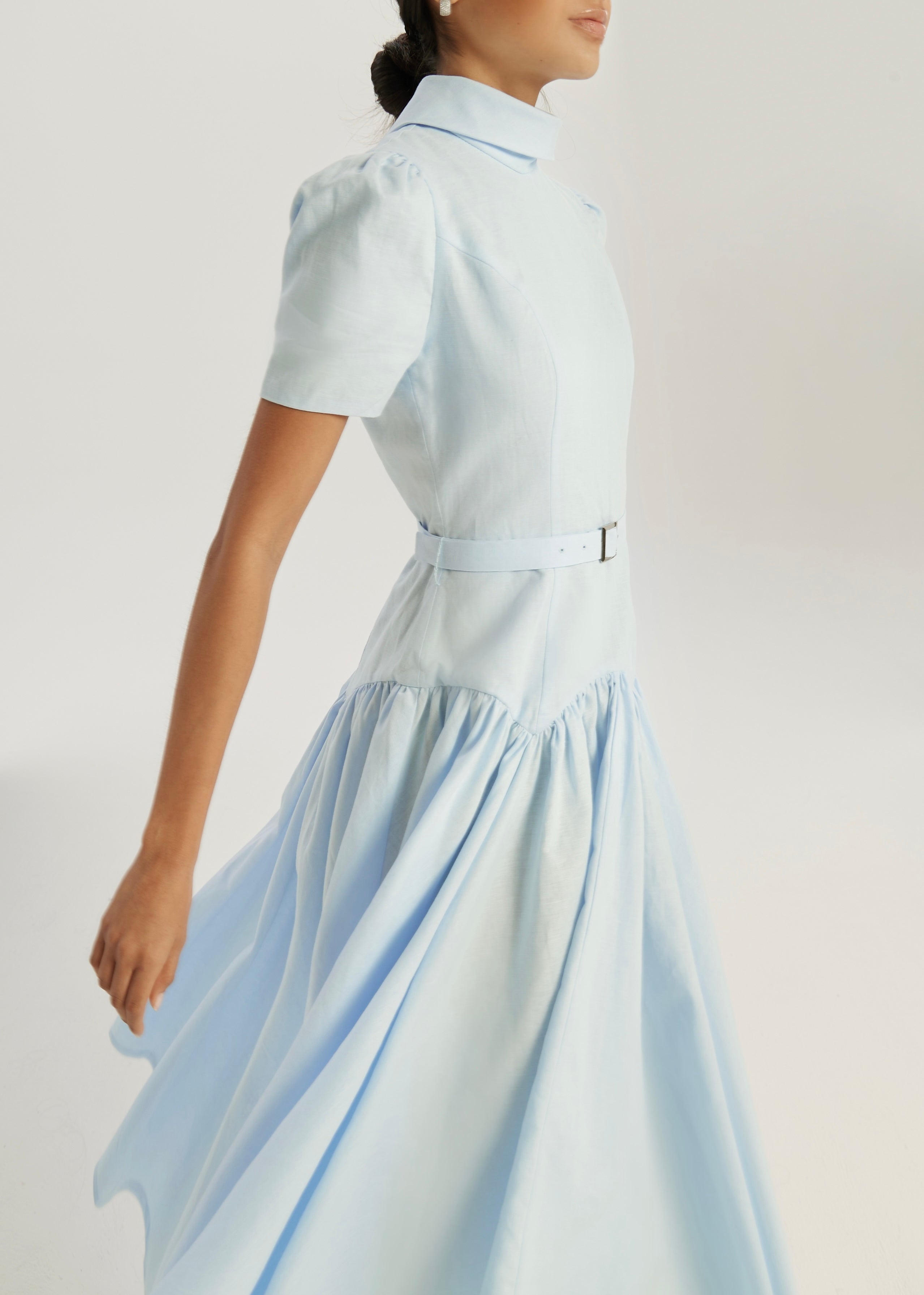 Vikarla Linen Day Dress | Pastel Blue