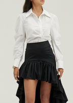 Eva Gathered Button Down Shirt | White