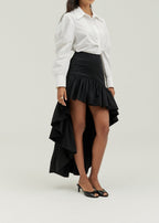Eva Gathered Button Down Shirt | White