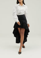 Eva Gathered Button Down Shirt | White