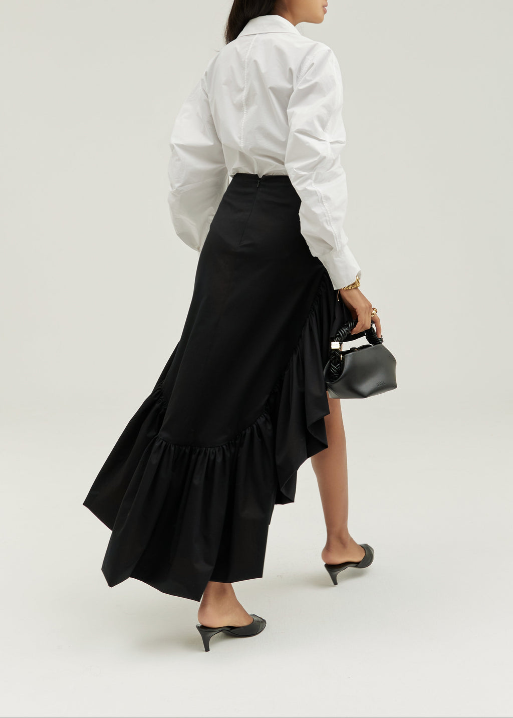 Eva Gathered Button Down Shirt | White