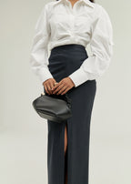 Juno Striped Pencil Front Split Maxi Skirt | Black/White