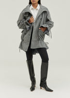Odette Double Breasted Drop Waist Coat | Grey