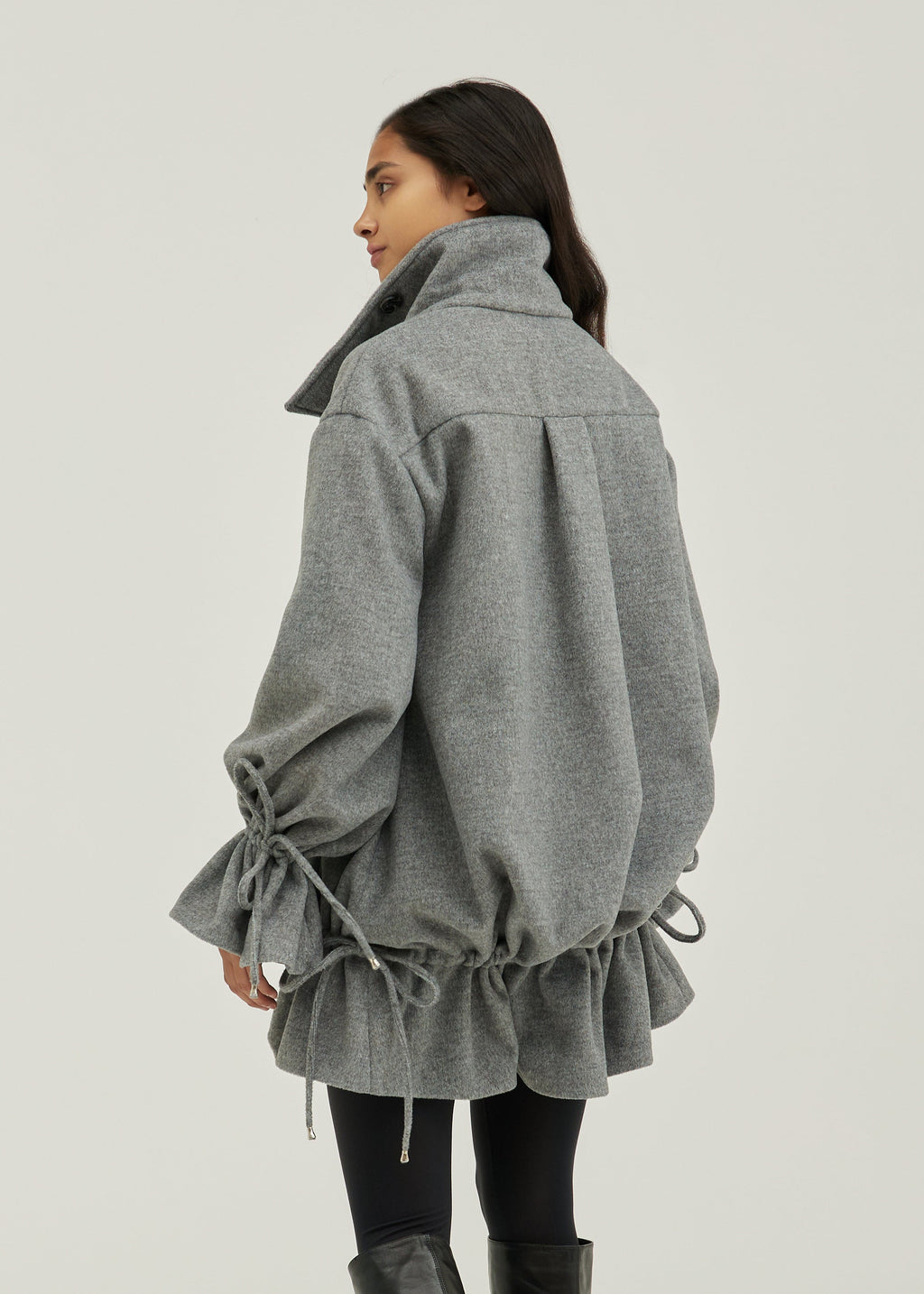 Odette Double Breasted Drop Waist Coat | Grey