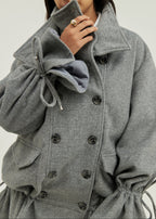 Odette Double Breasted Drop Waist Coat | Grey