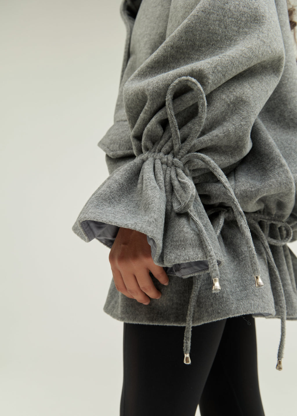Odette Double Breasted Drop Waist Coat | Grey