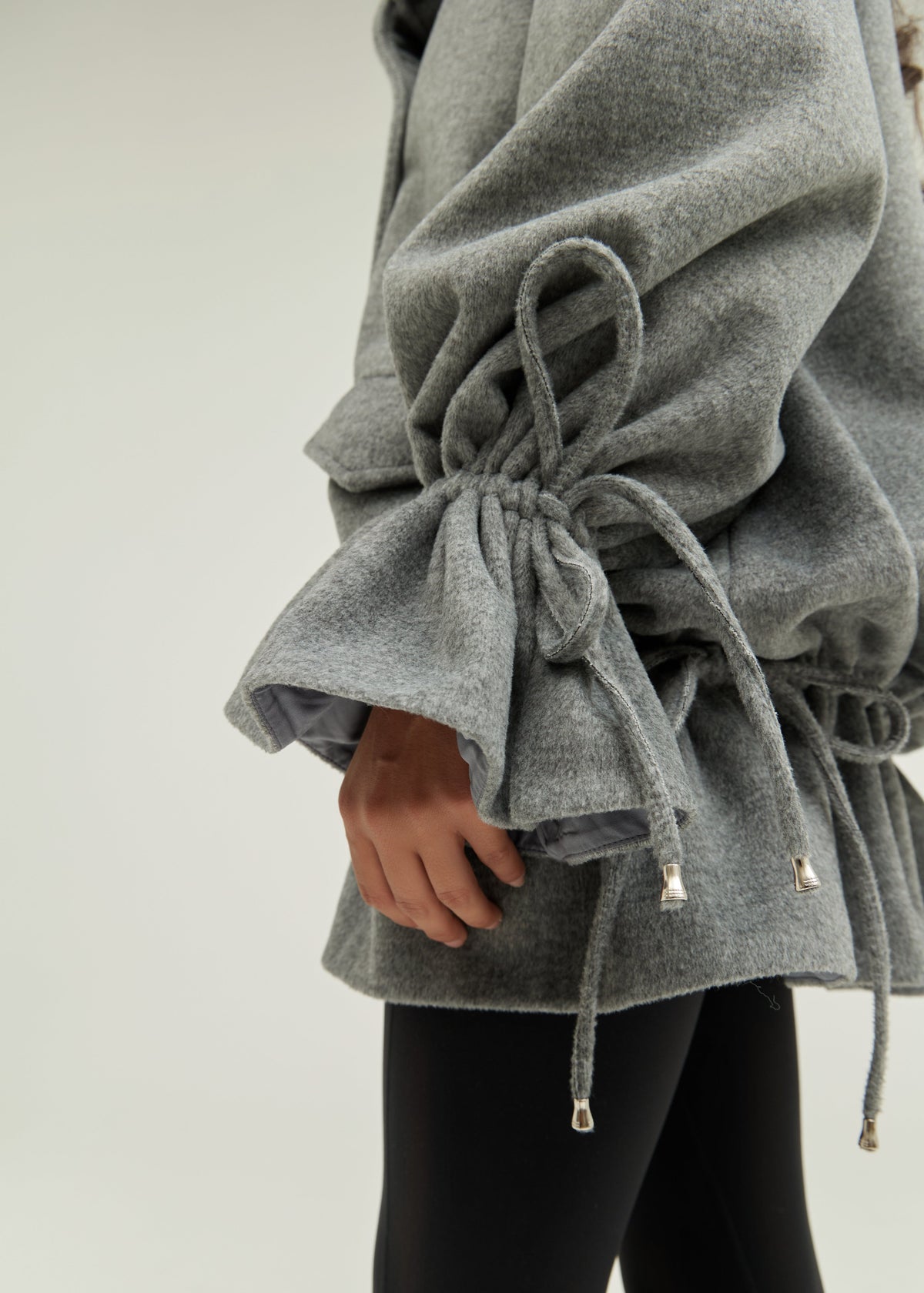 Odette Double Breasted Drop Waist Coat | Grey