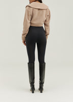 Carla Cropped Pearl Button Cardigan | Taupe