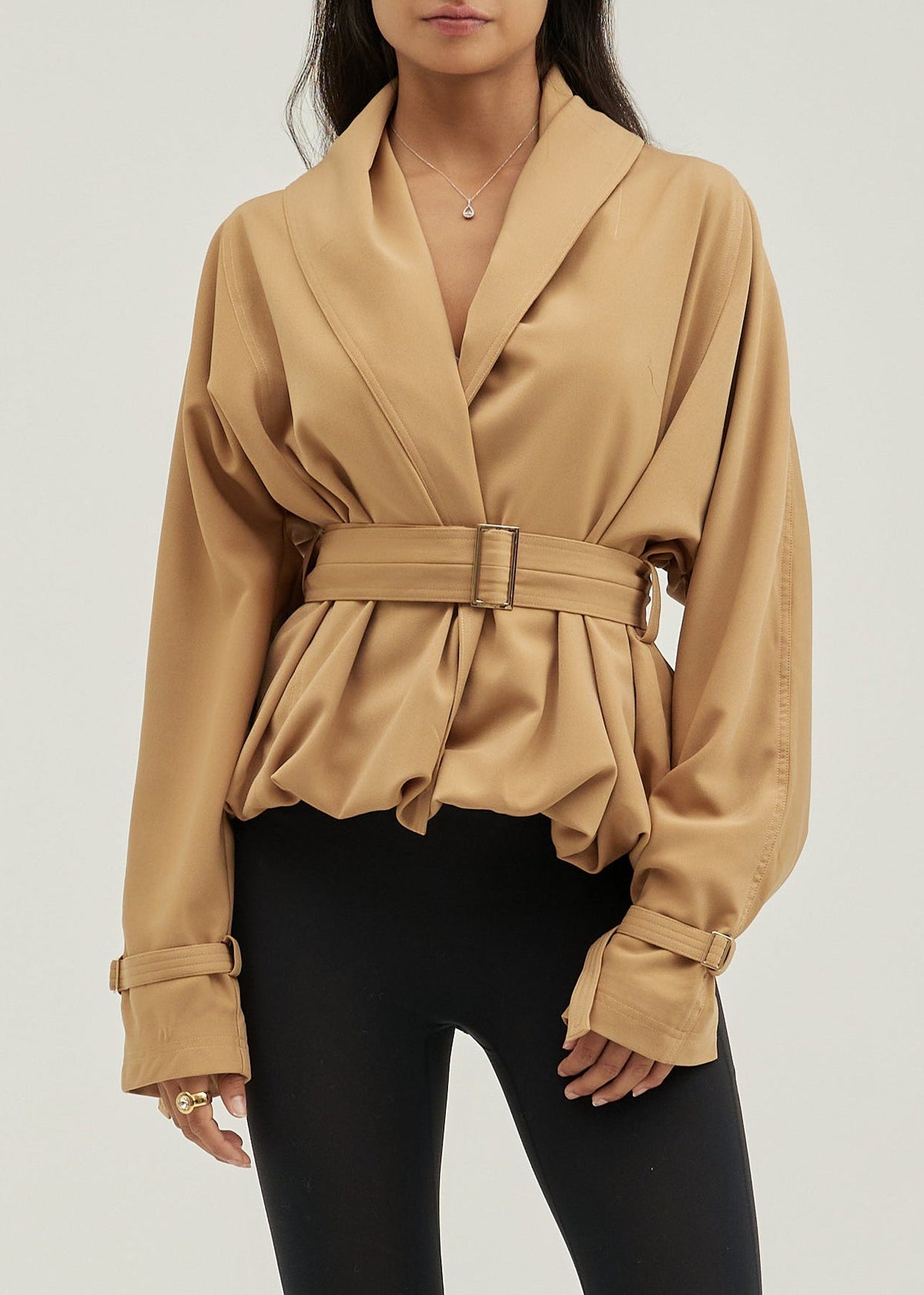 Yvette Belted Cuff & Waist Wrap Jacket | Golden