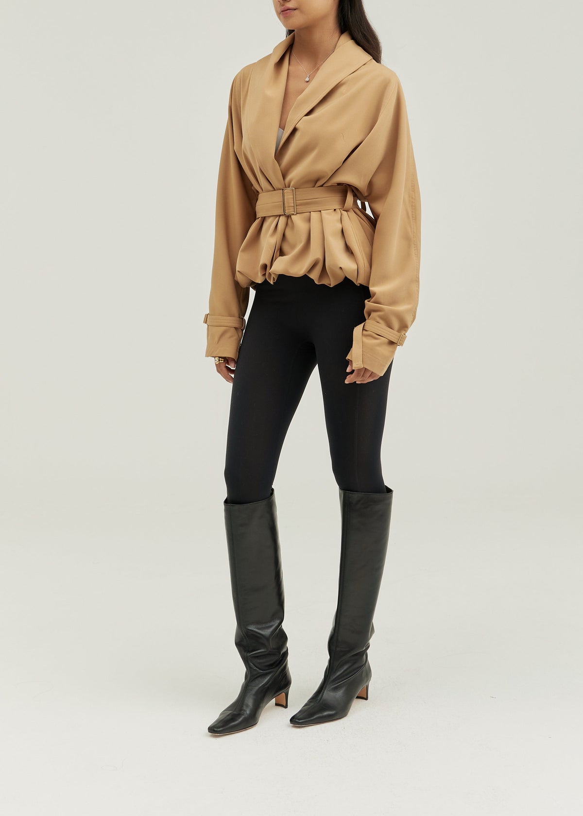 Yvette Belted Cuff & Waist Wrap Jacket | Golden