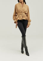 Yvette Belted Cuff & Waist Wrap Jacket | Golden
