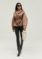 Paloma Satin Belted Drop Sleeve Jacket | Chrome