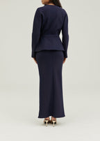 Pia Bow Detail Tailored Peplum Jacket | Navy