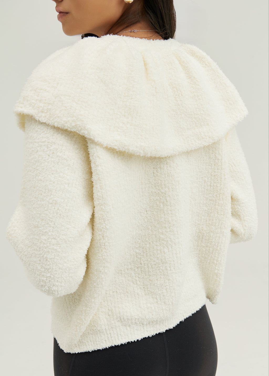 Nevaeh Cape Detail Frill Sleeve Soft Knit Sweater | Ivory