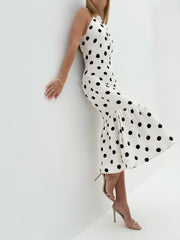 Kira Iconic Peplum & Polka Dress | White/Black