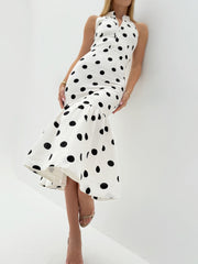 Kira Iconic Peplum & Polka Dress | White/Black
