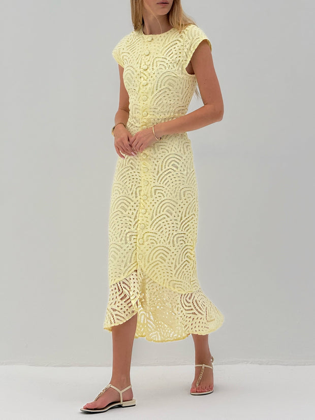 LaRellos Guipure Lace Dress | Lemon