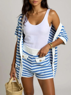 Marcia Resort Stripe Cardigan |  Azure/White