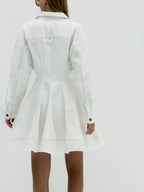 Rikki Fit & Flare Denim Dress | White