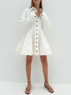 Rikki Fit & Flare Denim Dress | White
